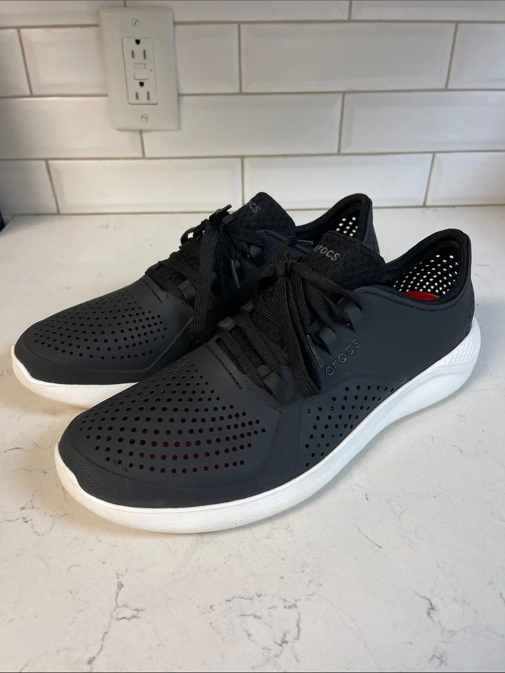 CROCS LITERIDE PACER LACE-UP SNEAKERS - Size 12 Men’s Style # 204967 Black